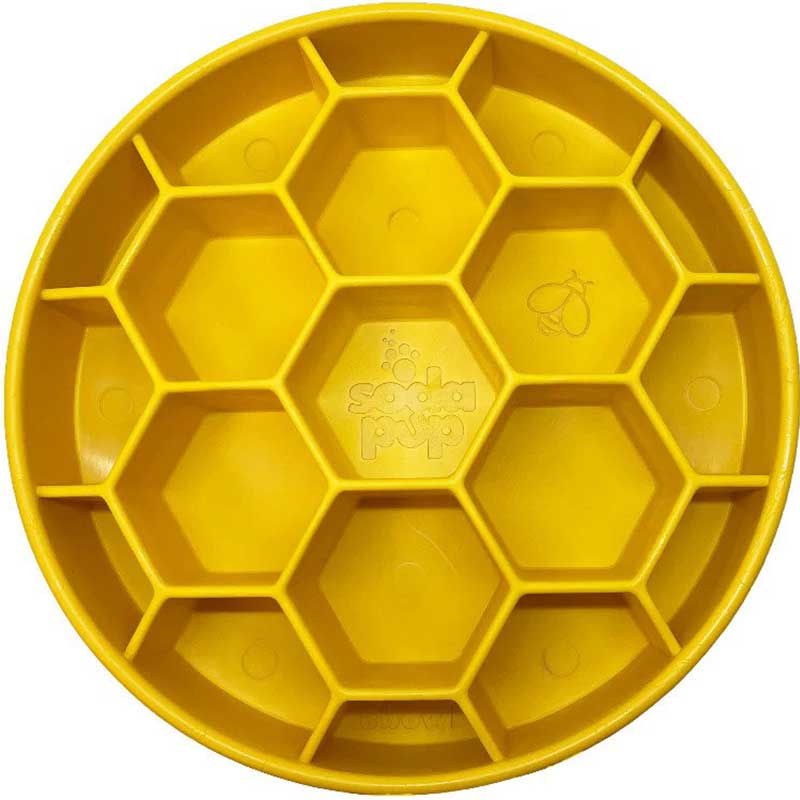 Sodapup Honeycomb Design Ebowl Slow feeder – Yellow